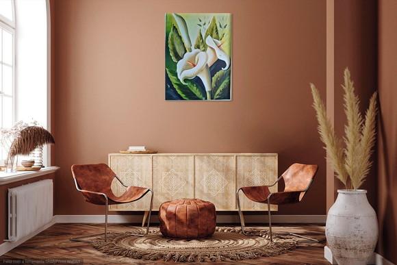 Quadros Grandes para Sala Pintura Tela Floral Copos de Leite