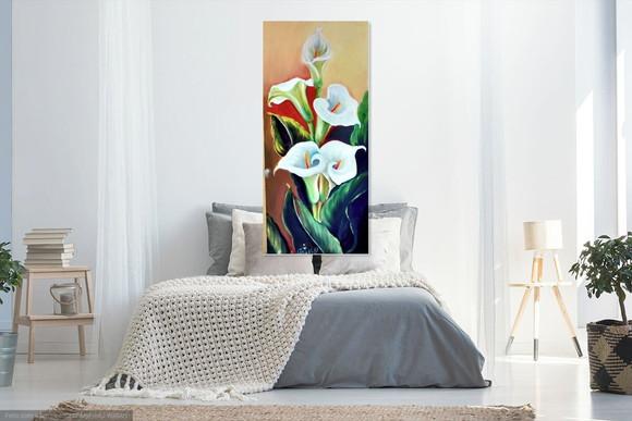 Quadros Grandes para Sala Pintura Tela Floral Copos de Leite
