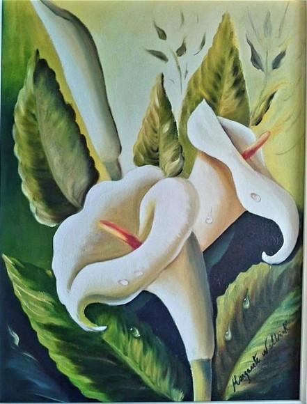 Quadros Grandes para Sala Pintura Tela Floral Copos de Leite