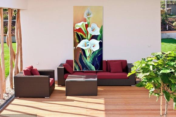 Quadros Grandes para Sala Pintura Tela Floral Copos de Leite