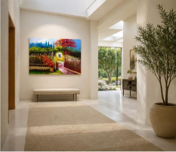 Quadros Grandes para Sala Pintura Tela Jardim de Madresilva