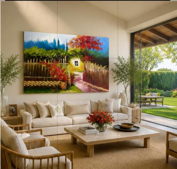 Quadros Grandes para Sala Pintura Tela Jardim de Madresilva
