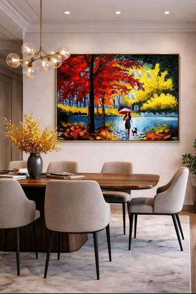 Quadros Grandes para Sala Pintura Tela Mulher Amo Cachorros