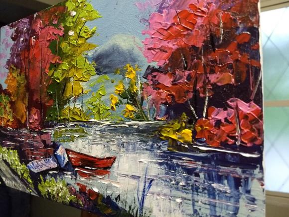 Quadros Grandes para Sala Pintura Tela Paisagem Barcos Lago