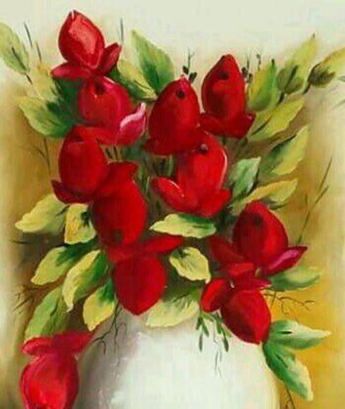 Quadros Grandes para Sala Tela Floral Tulipas Vermelhas