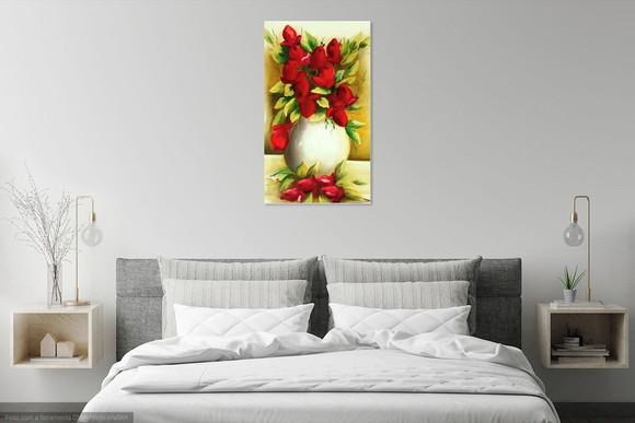 Quadros Grandes para Sala Tela Floral Tulipas Vermelhas