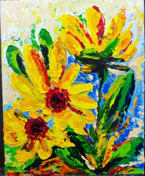 Quadros Grandes Pintura em Tela Girassóis Black Friday