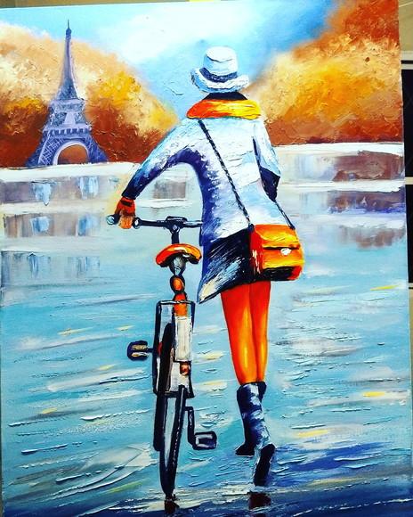 Quadros Mulher de Bike Pedalar em Paris Black Friday