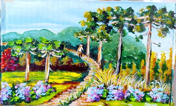 Quadros Paisagem Caminho dos Pinheiros Presente de Natal