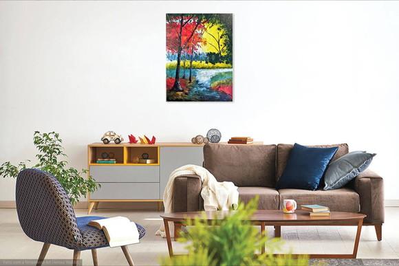 Quadros Paisagem Caminho na Floresta Presente de Natal
