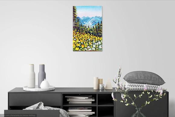 Quadros Paisagem Campo de Flores Amarelas Presente de Natal