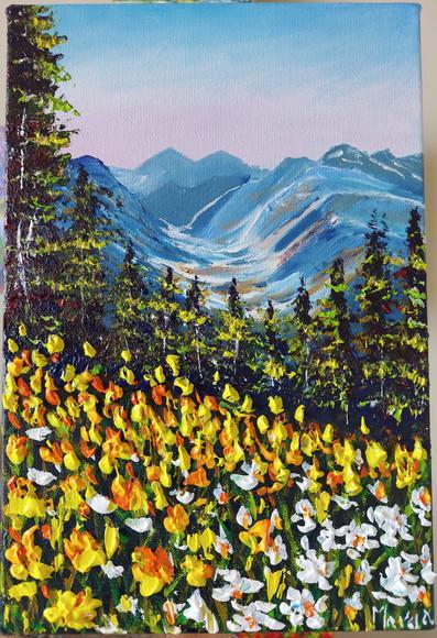 Quadros Paisagem Campo de Flores Amarelas Presente de Natal