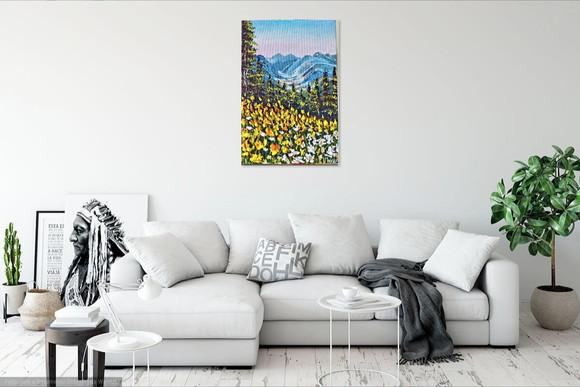 Quadros Paisagem Campo de Flores Amarelas Presente de Natal