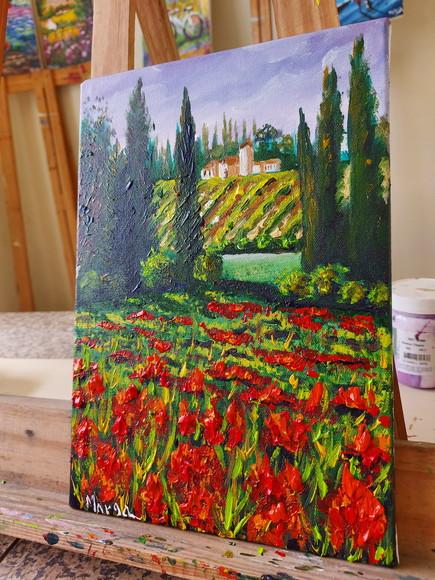 Quadros Paisagem Campo de Flores Vermelhas Presente de Natal