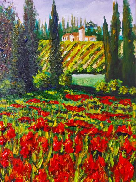 Quadros Paisagem Campo de Flores Vermelhas Presente de Natal