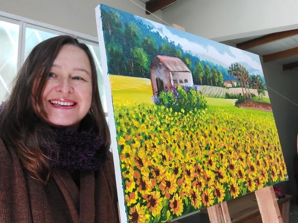 Quadros Paisagem Campo de Girassóis Presente de Natal