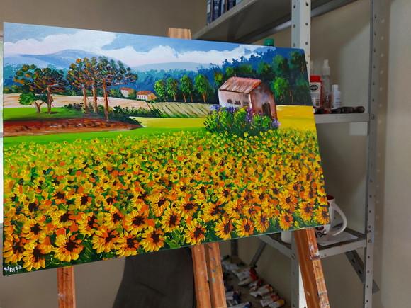 Quadros Paisagem Campo de Girassóis Presente de Natal