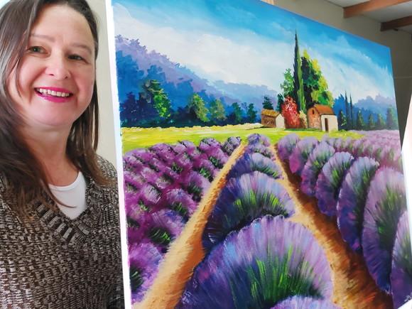Quadros Paisagem Campo de Lavanda Presente de Natal