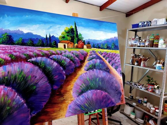 Quadros Paisagem Campo de Lavanda Presente de Natal