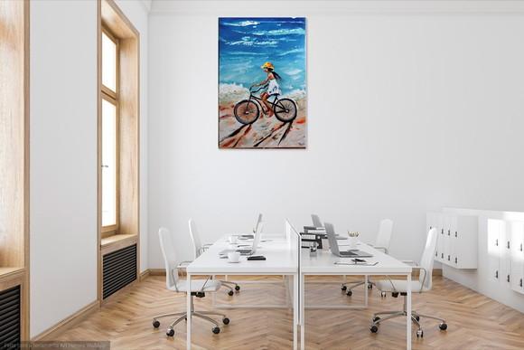 Quadros Paisagem Mar Bike Pedalando na Praia Black Friday