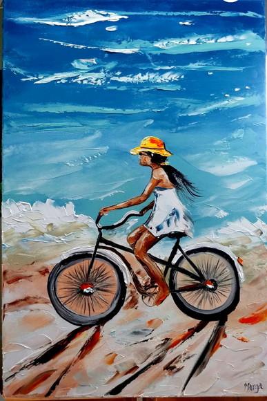 Quadros Paisagem Mar Bike Pedalando na Praia Black Friday