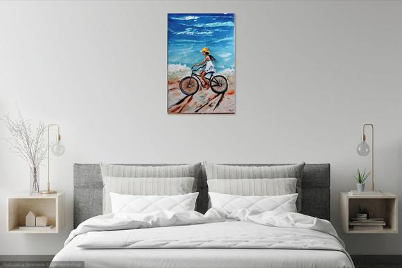 Quadros Paisagem Mar Bike Pedalando na Praia Black Friday