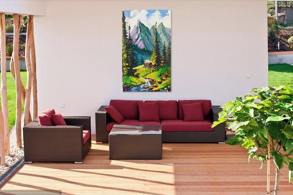 Quadros Paisagem Montanhas Riacho Presente de Natal