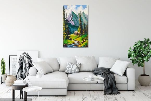 Quadros Paisagem Montanhas Riacho Presente de Natal
