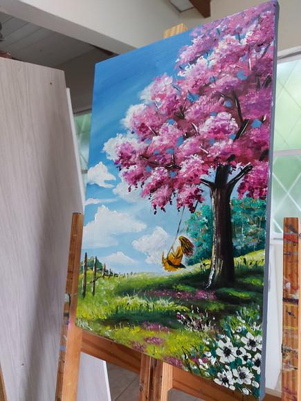 Quadros Paisagem Mulher no Balanço Presente de Natal