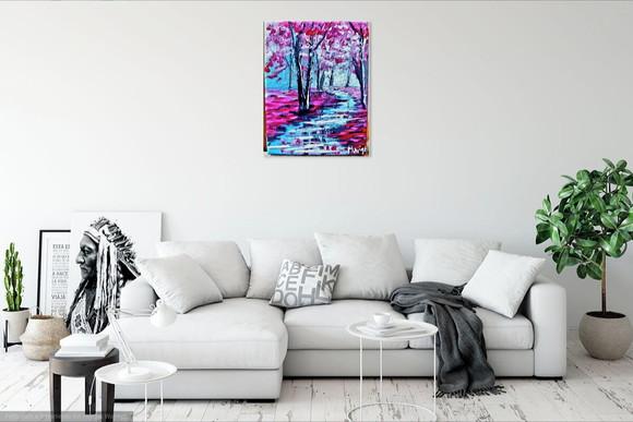 Quadros Paisagem Riacho Reflexo na Água Presente de Natal
