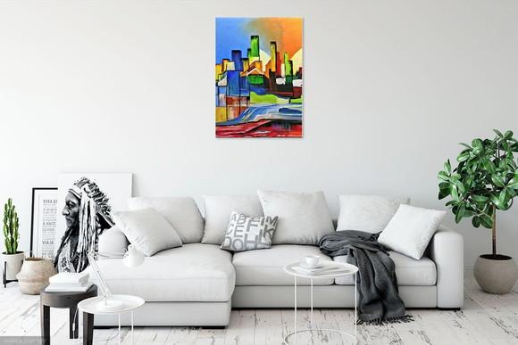 Quadros Paisagem Urbana Abstrato Moderno Presente de Natal