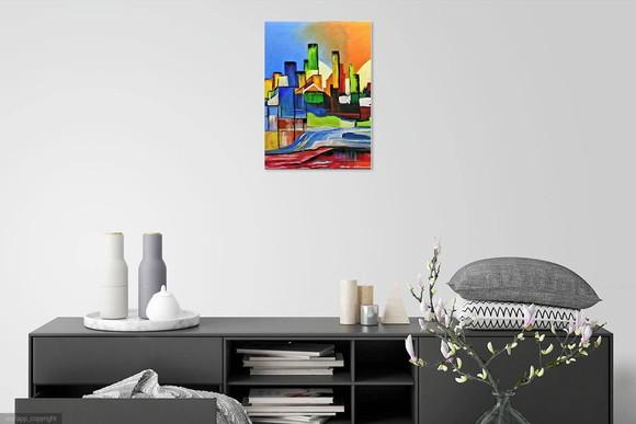 Quadros Paisagem Urbana Abstrato Moderno Presente de Natal