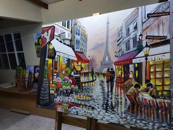 Quadros Paisagem Urbana Floristas de Paris Presente de Natal