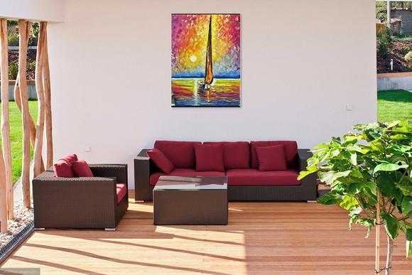 Quadros para Quarto e Sala Pintura em Tela Mar Barco a Vela