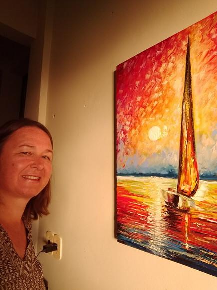 Quadros para Quarto e Sala Pintura em Tela Mar Barco a Vela