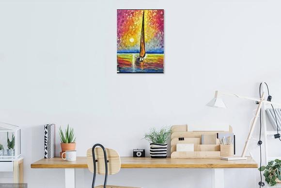 Quadros para Quarto e Sala Pintura em Tela Mar Barco a Vela