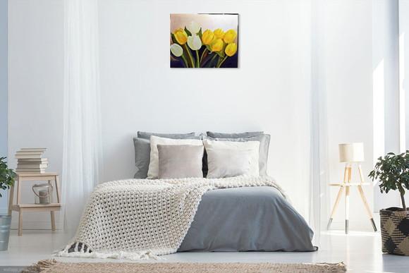 Quadros para Sala e Pintura em Tela Floral Tulípas Amarelas