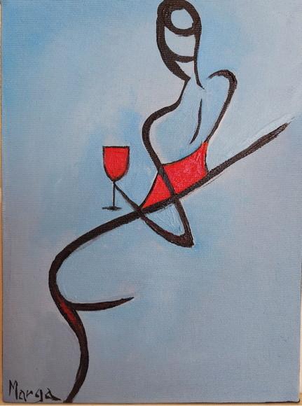 Quadros para Sala e Quarto Mulher Vinho Presente de Natal