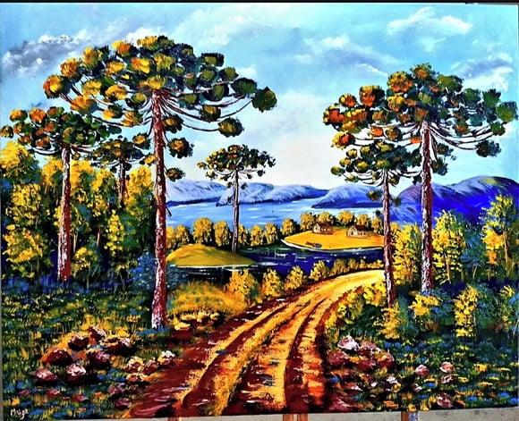 Quadros para Sala e Quarto Paisagem Araucárias Black Friday