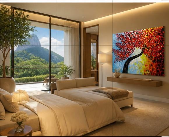 Quadros para Sala e Quarto Pintura Árvore Presente de Natal