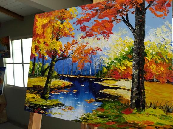 Quadros para Sala e Quarto Pintura Lago Azul Black Friday