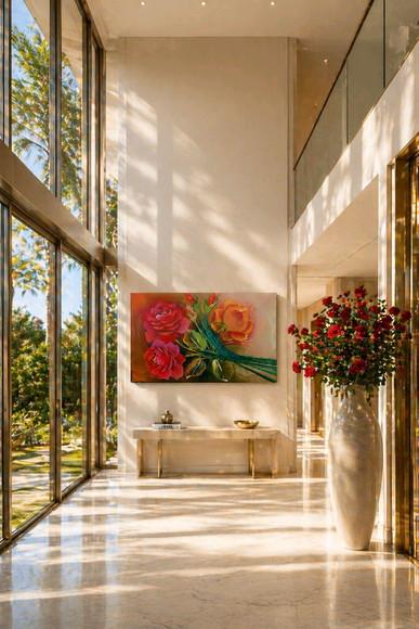 Quadros para Sala e Quarto Pintura Rosas Black Friday
