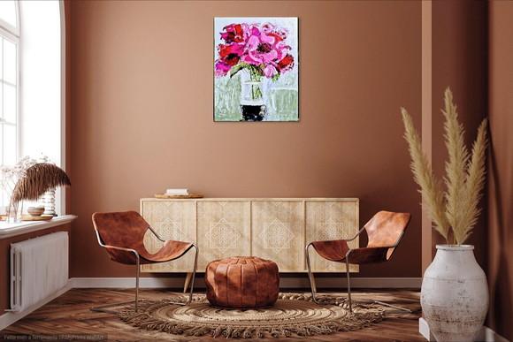 Quadros para Sala e Quarto Pintura Rosas Presente de Natal