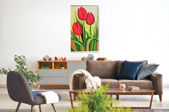 Quadros para Sala e Quarto Pintura Tulípas Presente de Natal