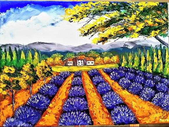 Quadros para Sala Paisagem Campo de Lavanda Black Friday