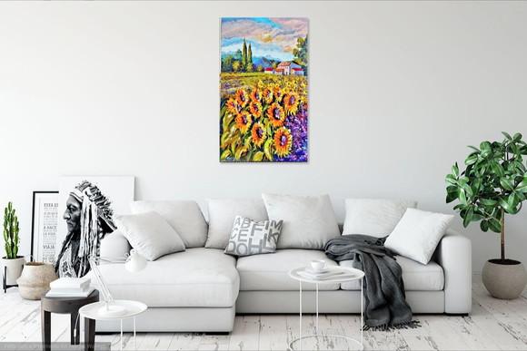 Quadros para Sala Paisagem Campo Girassóis Presente de Natal