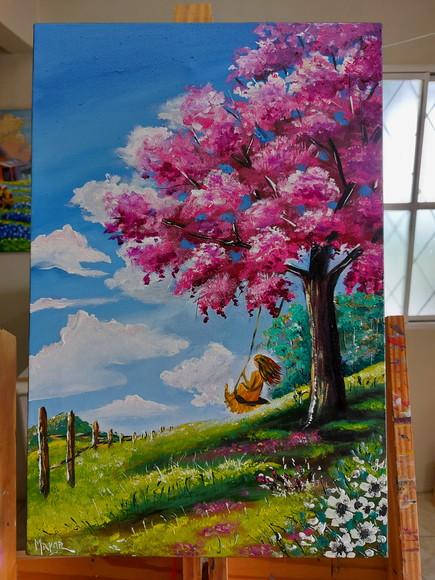 Quadros para Sala Paisagem Mulher Balanço Presente de Natal
