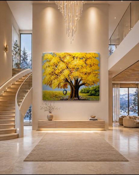 Quadros para Sala Pintura Árvores Ipê Amarelo Black Friday