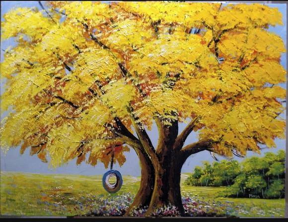 Quadros para Sala Pintura Árvores Ipê Amarelo Black Friday