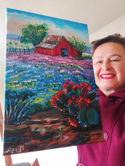 Quadros para Sala Pintura Campo Florido Cactos Black Friday